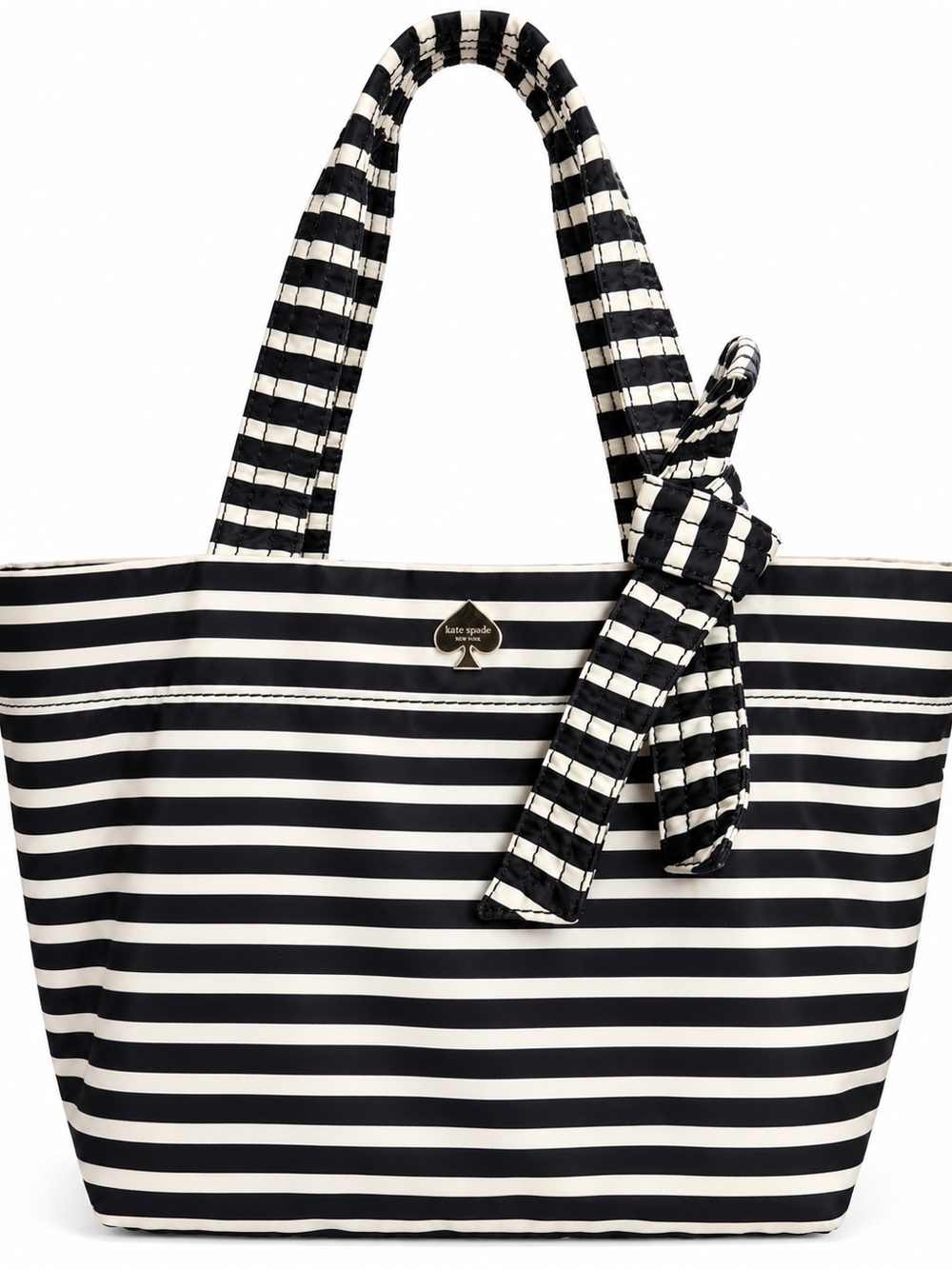 kate spade Black and White Striped Tote with Bow Accent - Picture 1 of 7